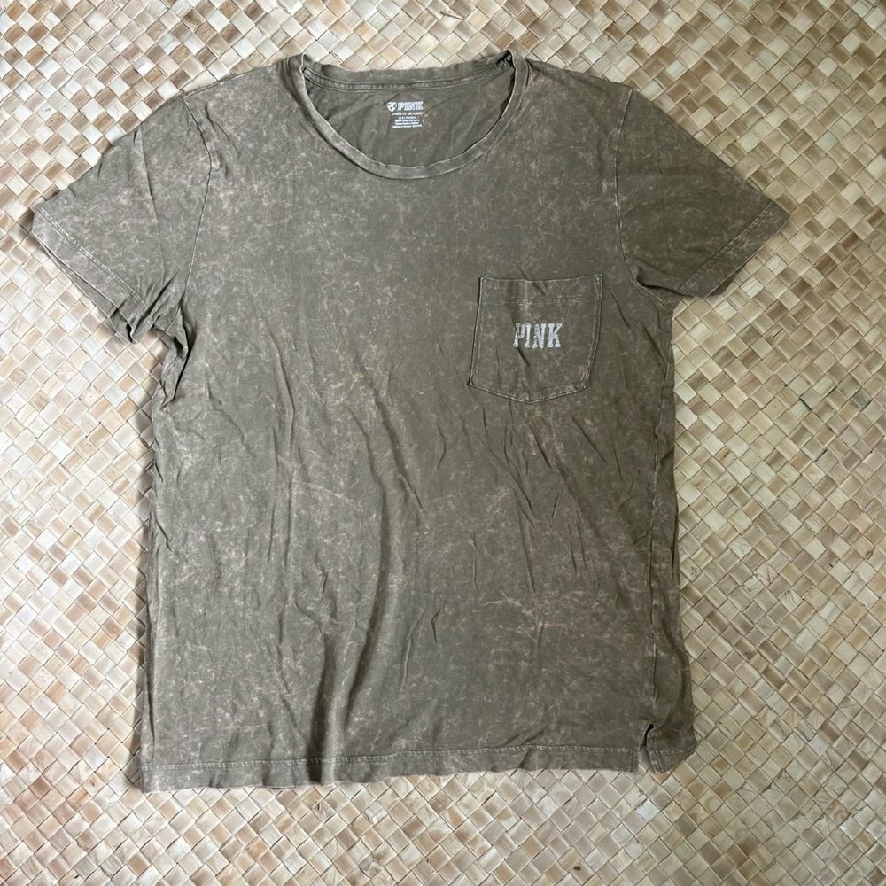 PINK olive green top with front pocket